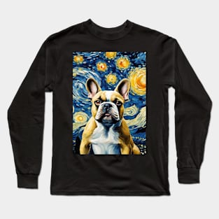 Dog Breed French Bulldog in a Van Gogh Starry Night Art Style Long Sleeve T-Shirt